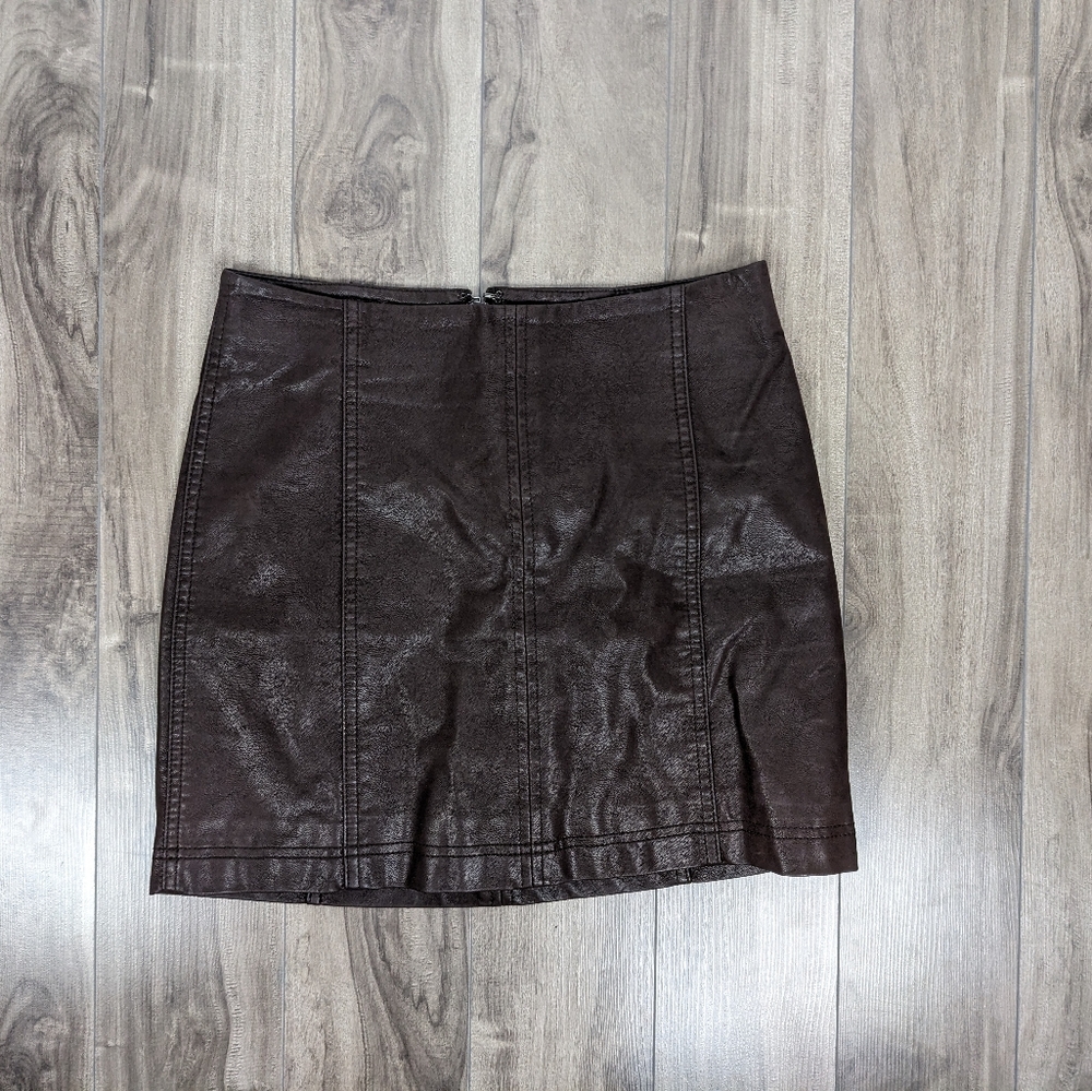 Free People Modern Femme Mini Skirt Size 2/4 Chocolate Brown